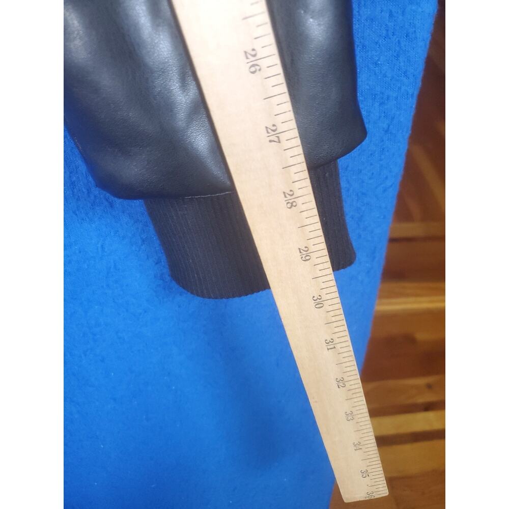BCBGMAXAZRIA Black Faux Leather Puffer Jacket Womens Small Quilted Winter Coat - Picture 10 of 16